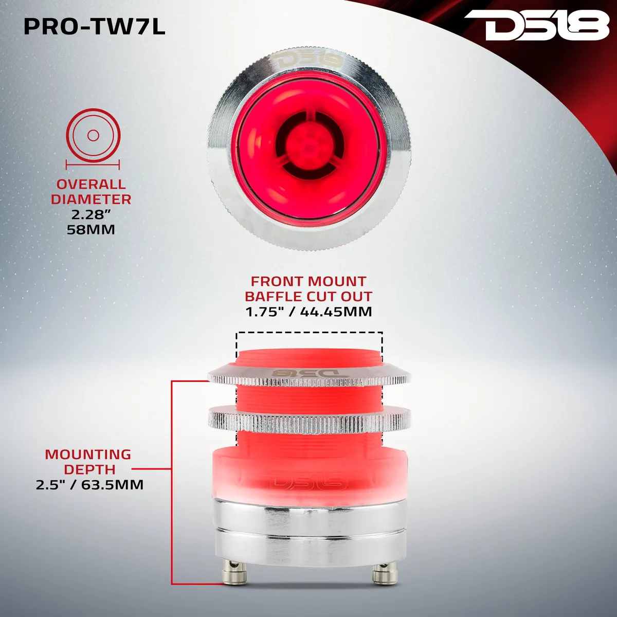 2 .3” | Super Bullet | 100 Watts Rms | 1” Titanium vc | 4î© | RGB LED Lights 4.5” Super Bullet Tweeter With RGB LED Lights product image