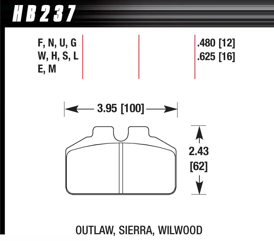 Hawk Performance Black Disc Brake Pad; 0.625 Thickness; Fits Wilwood BB; AP Racing; Outlaw;