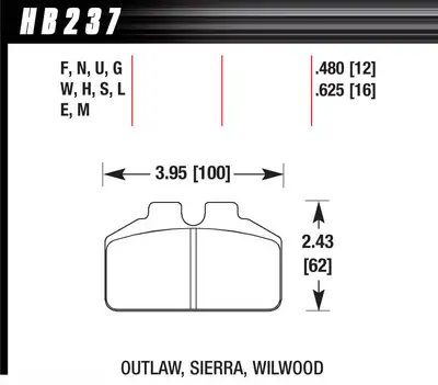 Hawk Performance Black Disc Brake Pad; 0.625 Thickness; Fits Wilwood BB; AP Racing; Outlaw;