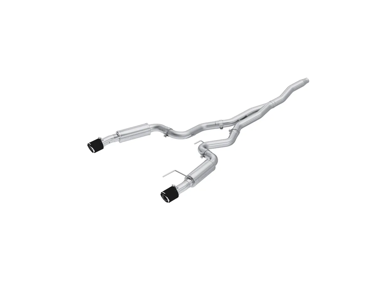 2015-Up Ford Mustang 2.3L EcoBoost and 2019-Up Ford Mustang 2.3L EcoBoost T304 Stainless Steel 3 Inch Cat-Back Dual Split Rear with Carbon Fiber Tips Race Version MBRP product image