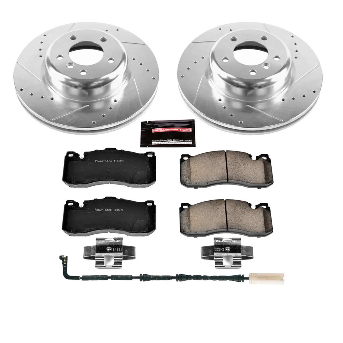 Z23 Evolution Sport Upgrade Kit: Drilled/Slotted Rotors; Carbon-Fiber Ceramic Pads W/Hardware; Pad Sensors product image