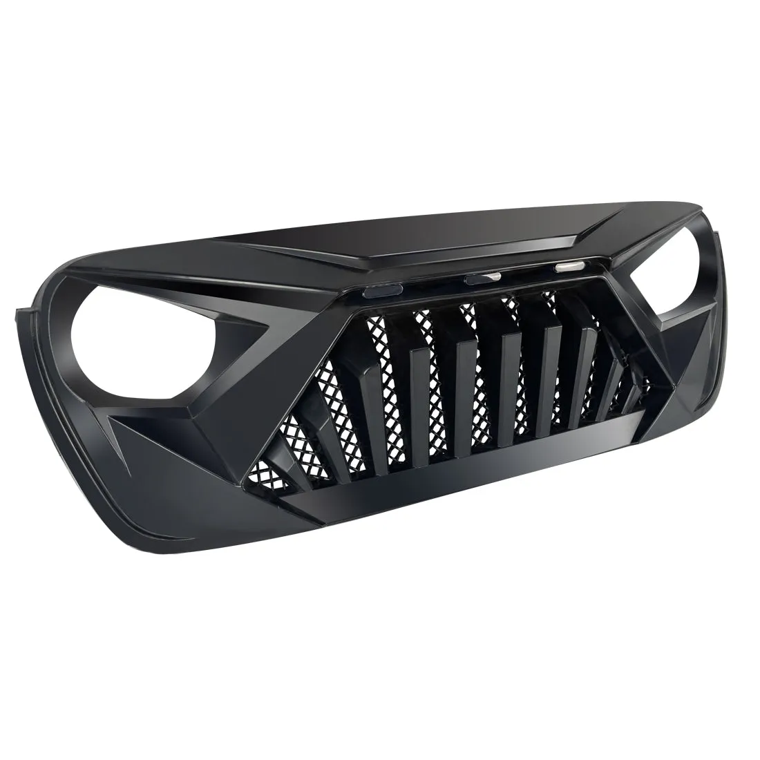Front Goliath Grille W/Amber LED Running Light - Matte Black For 18+ Jeep Wrangler JL & Gladiator JT product image
