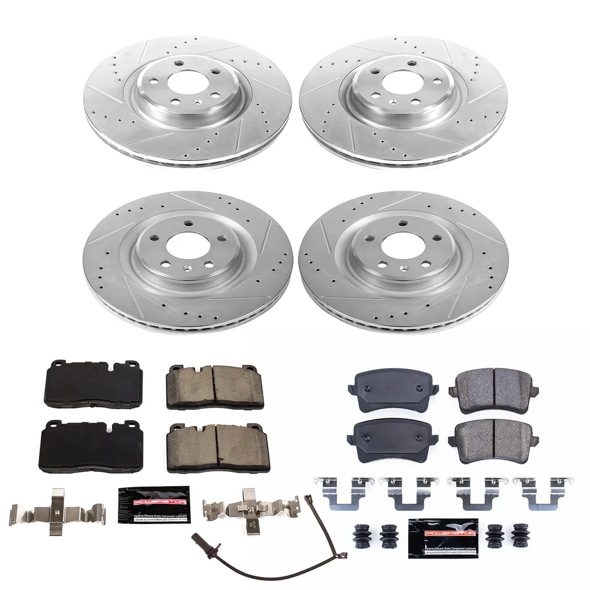Z23 Evolution Sport Upgrade Kit: Drilled/Slotted Rotors; Carbon-Fiber Ceramic Pads W/Hardware; Pad Sensors product image