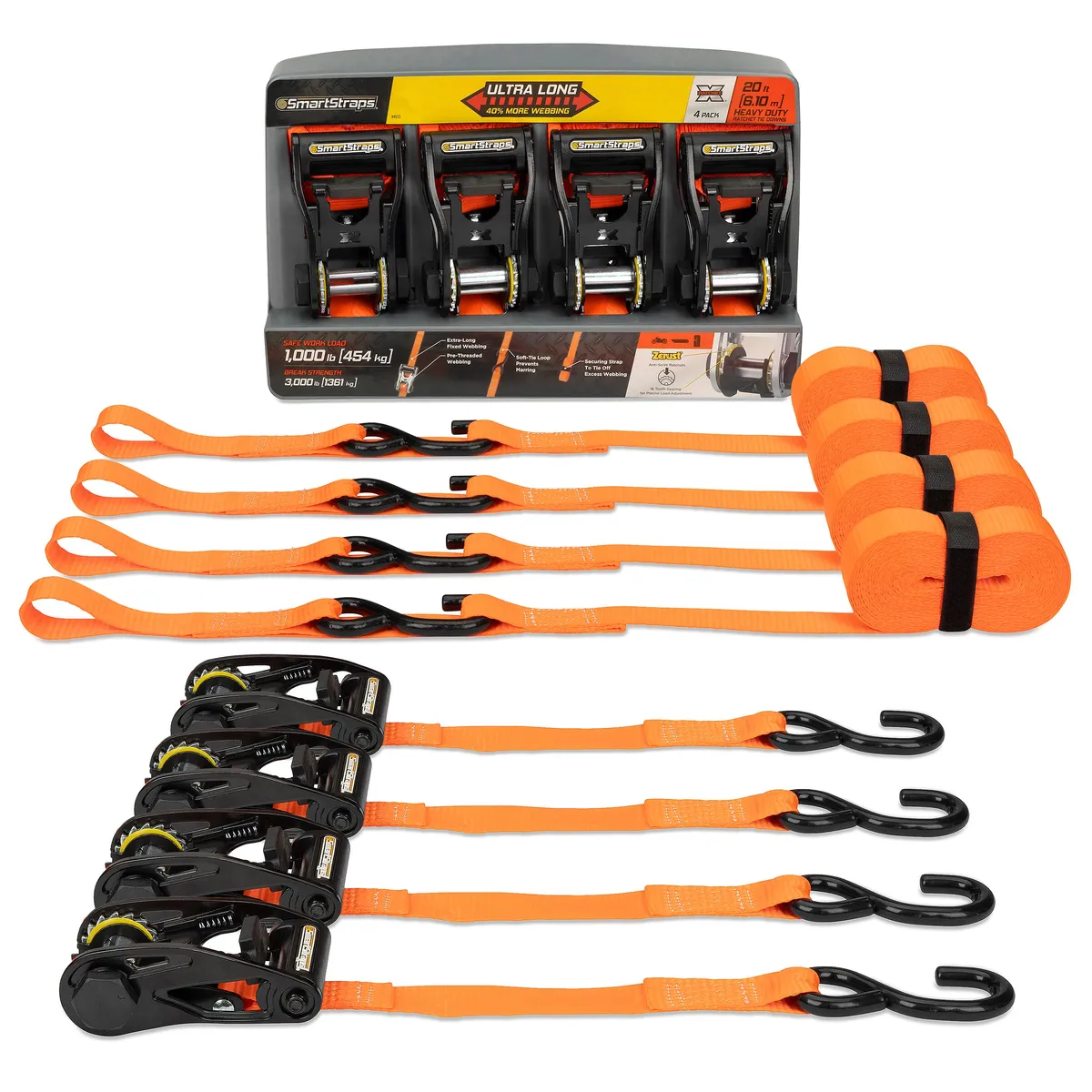 14ft 3000lb Ratchetx Ratchet Tie Down 4 pk Orange product image