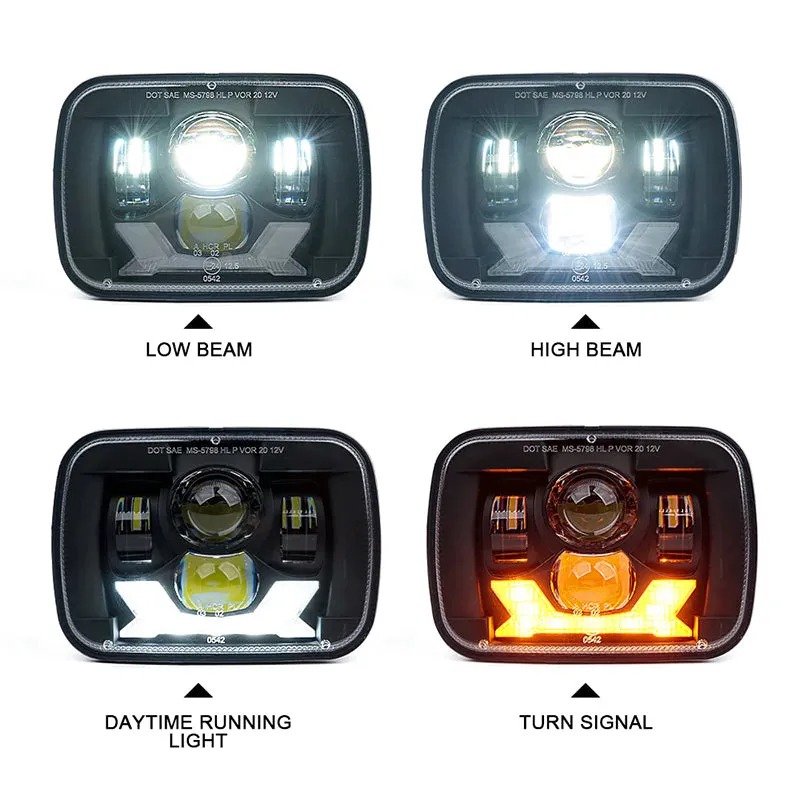 5x7 Inch LED Headlights with DRL/Turn Signals product image