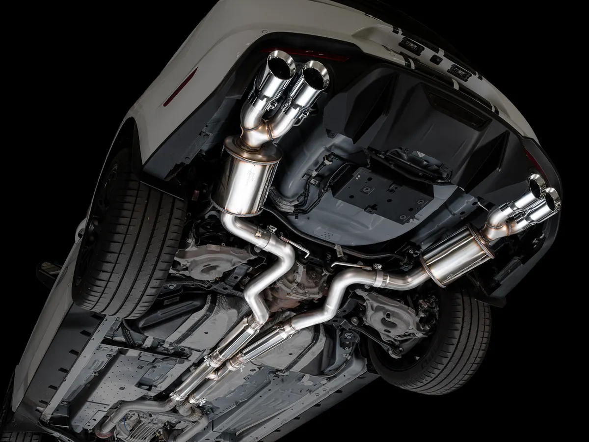 AWE Touring Edition Cat-back Exhaust for the '18-'23 S550 Mustang GT - Quad Chrome Silver Tips product image