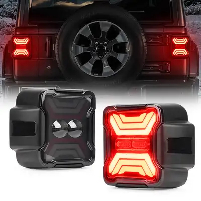 LED Factory Mart Smoked LED Tail Lights for Jeep Wrangler JL JLU 2018+