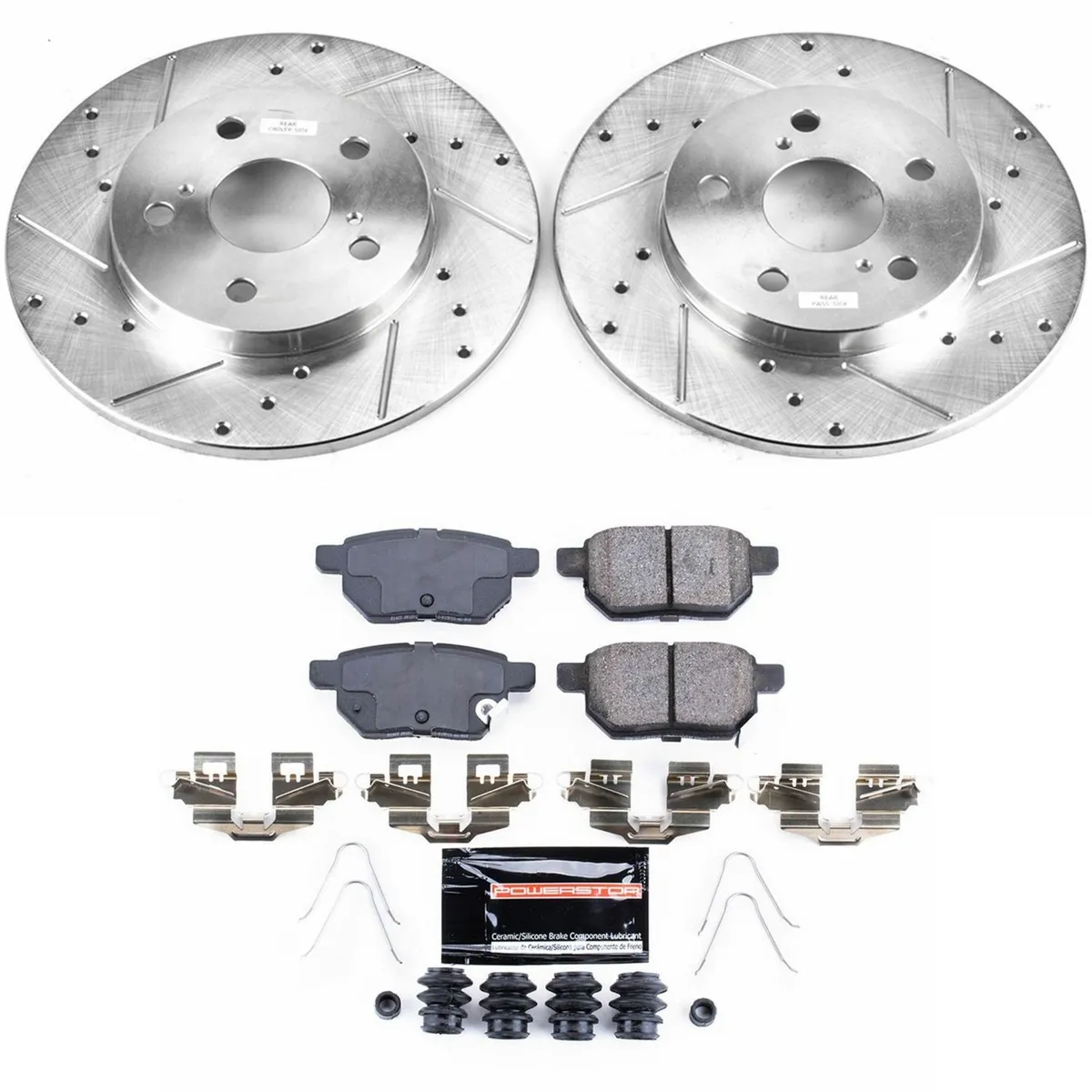 Z23 Evolution Sport Upgrade Kit: Drilled/Slotted Rotors; Carbon-Fiber Ceramic Pads W/Hardware product image