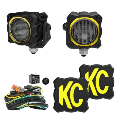 KC HiLiTES KC Hilites 520 KC Flex Era 1 LED 2-Light Kit With Rear Ext Wiring Harness And Spread Beam Ptrn
