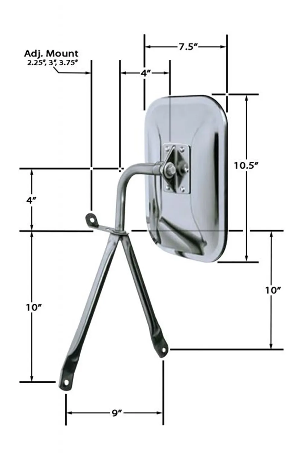OE Style Lowmount Mirror; Swing Away Design 7.5x10.5 in. Head; Chrome; Left Or Right; product image