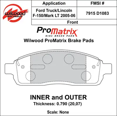 Wilwood Brakes 2004 - 2008 Ford, Lincoln Original Equipment Pads - 150-D1083K