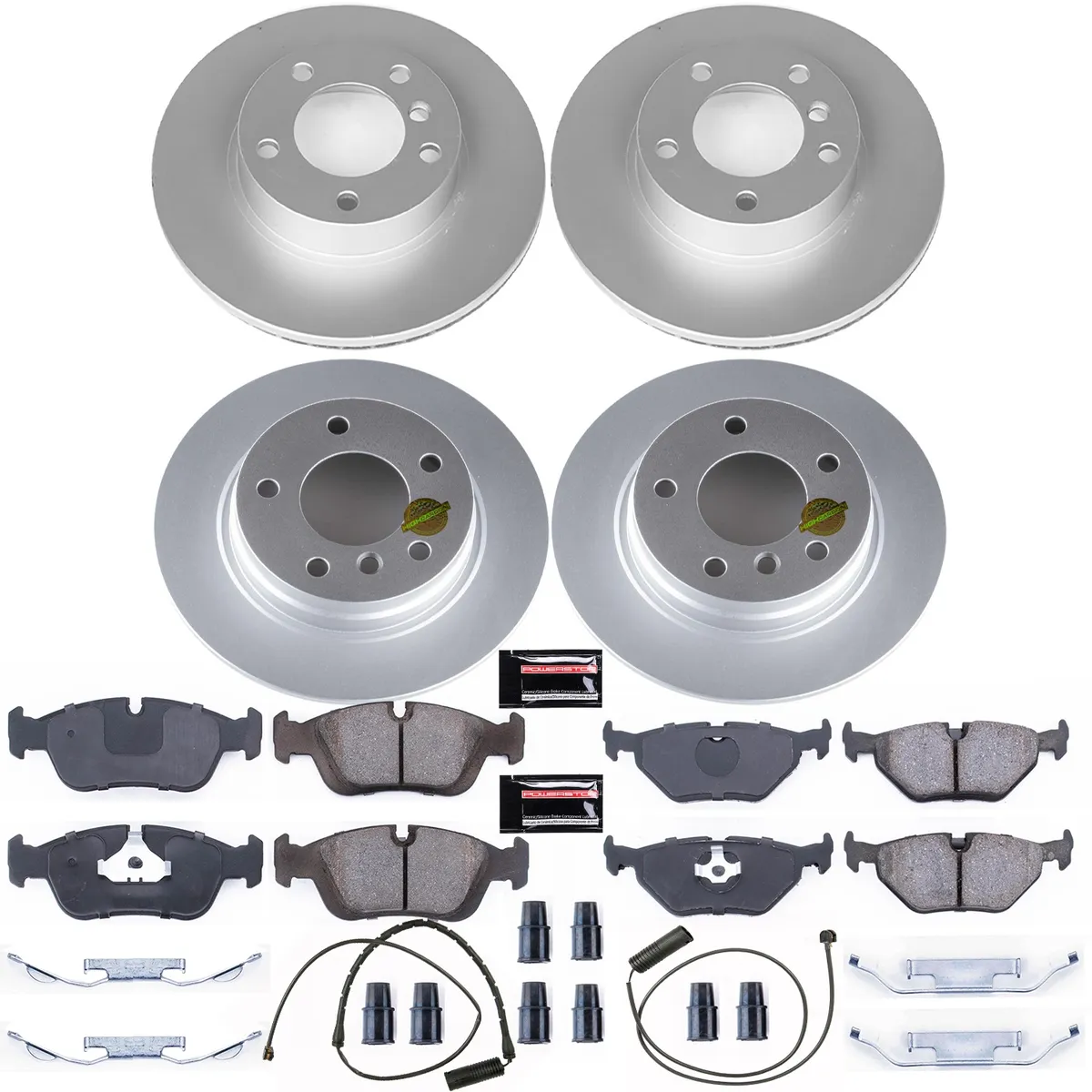 Z23 Sport Geomet Coated Rotor Kit For European Vehicles: Genuine Geomet Fully Coated Rotors; Carbon-Fiber Ceramic Pads W/Hardware; Pad Sensors product image