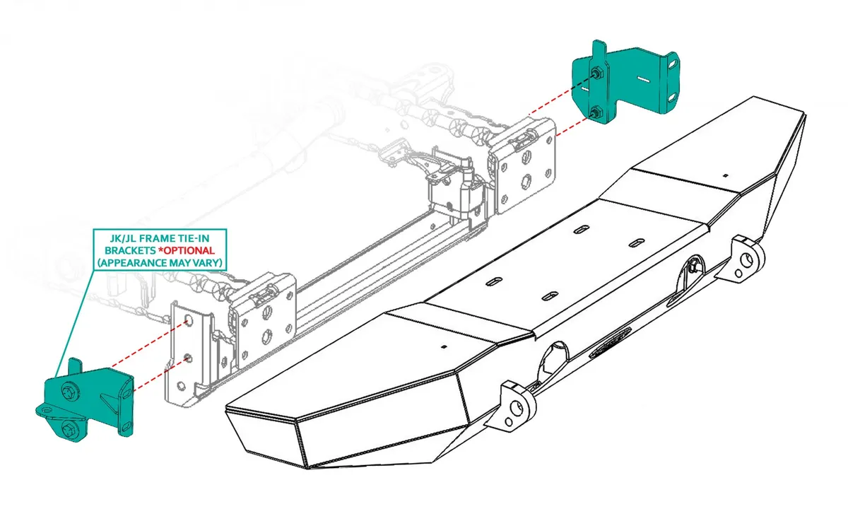 JL/JT Frame Tie-in Bracket (For front bumper) (Black Powder Coated) product image