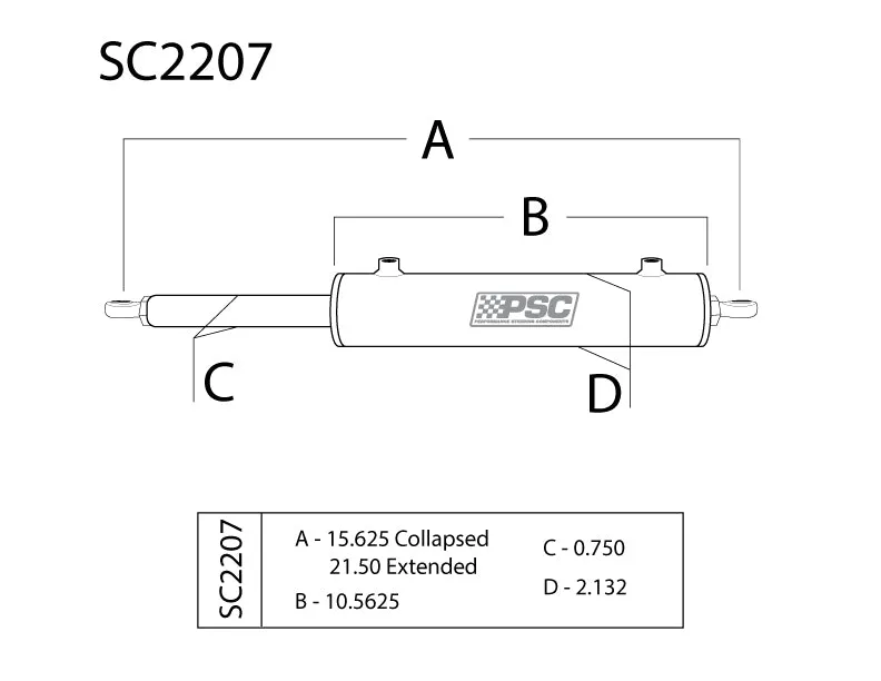 1.5 Bore x 8 Stroke x .625 Rod se Steering Cylinder w/ Rod Ends & Mount Hardware product image
