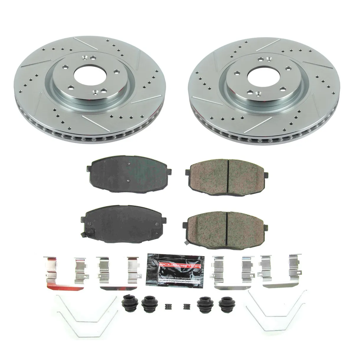 Z23 Evolution Sport Upgrade Kit: Drilled/Slotted Rotors; Carbon-Fiber Ceramic Pads W/Hardware product image