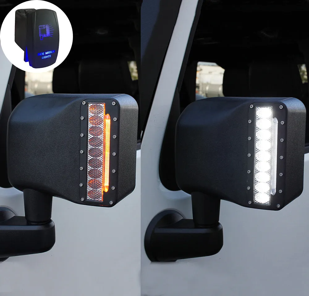 Jeep Wrangler JK Side Mirror Housing with LED Spotlight product image