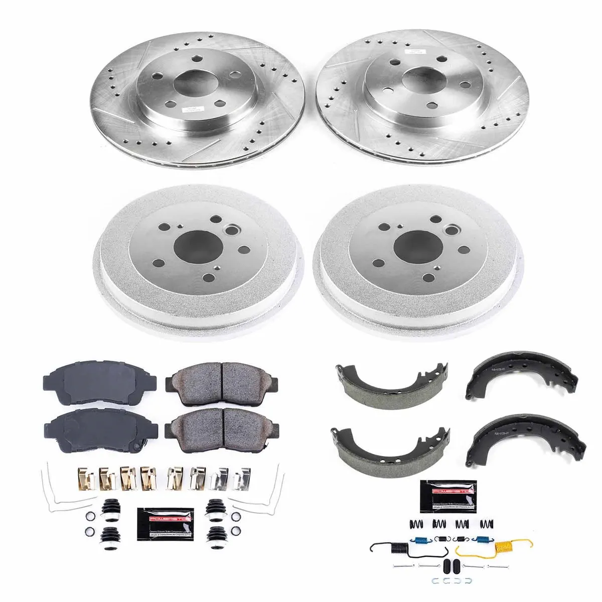 Z23 Evolution Sport Upgrade Kit: Drilled/Slotted Rotors; Carbon-Fiber Ceramic Pads W/Hardware; Coated Drums; Shoes W/Hold Down Kit product image