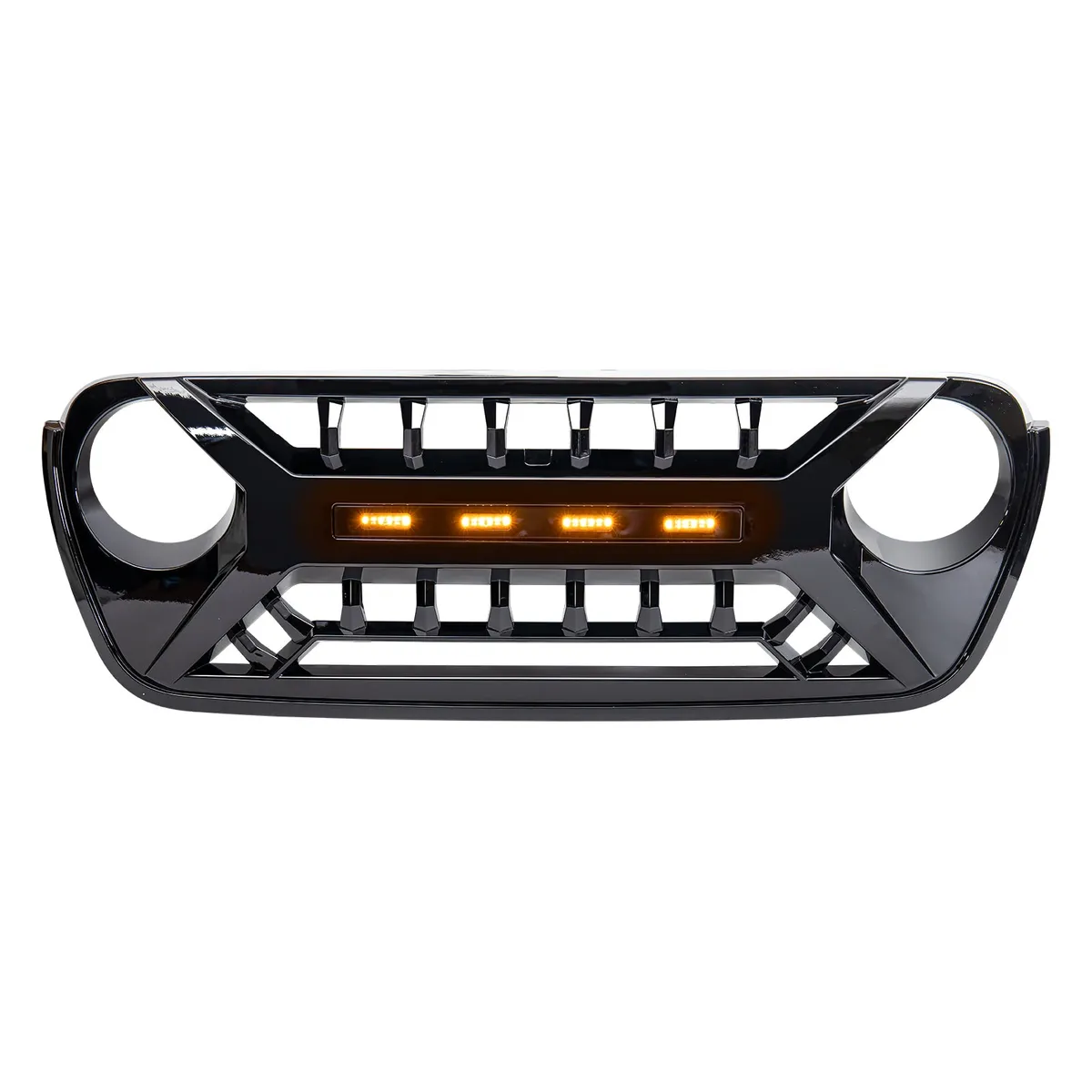 Armor Grille W/ Amber Lights - Glossy Black For 18+ Jeep Wrangler JL & Gladiator JT product image