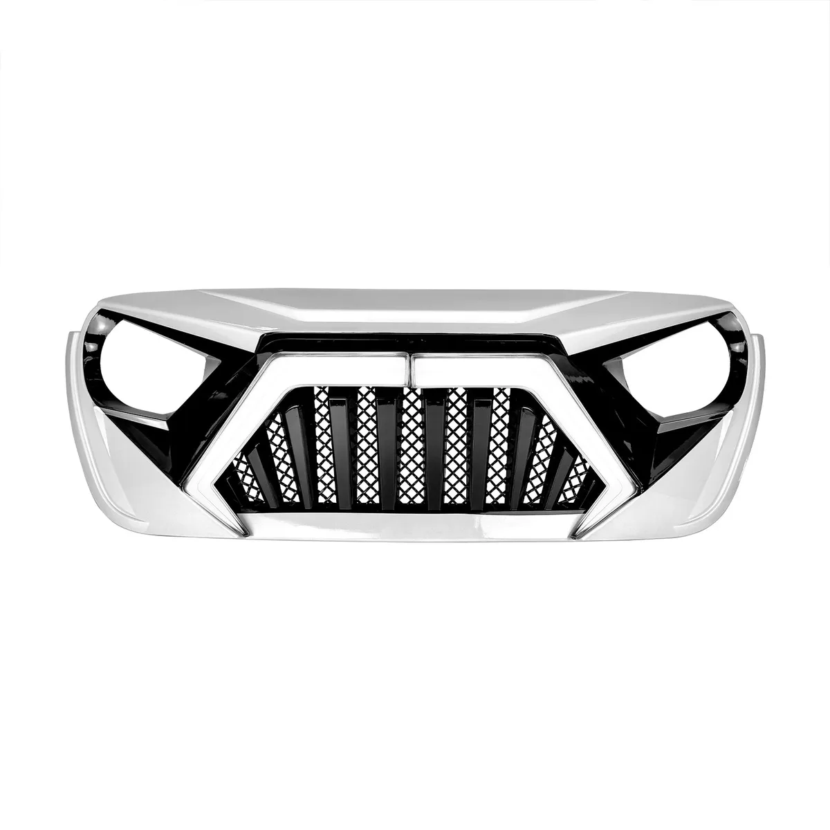 Goliath Grille W/ LED DRL and Turn Signals - White & Black For 18+ Jeep Wrangler JL & Gladiator JT | In Stock On Apr 30 product image