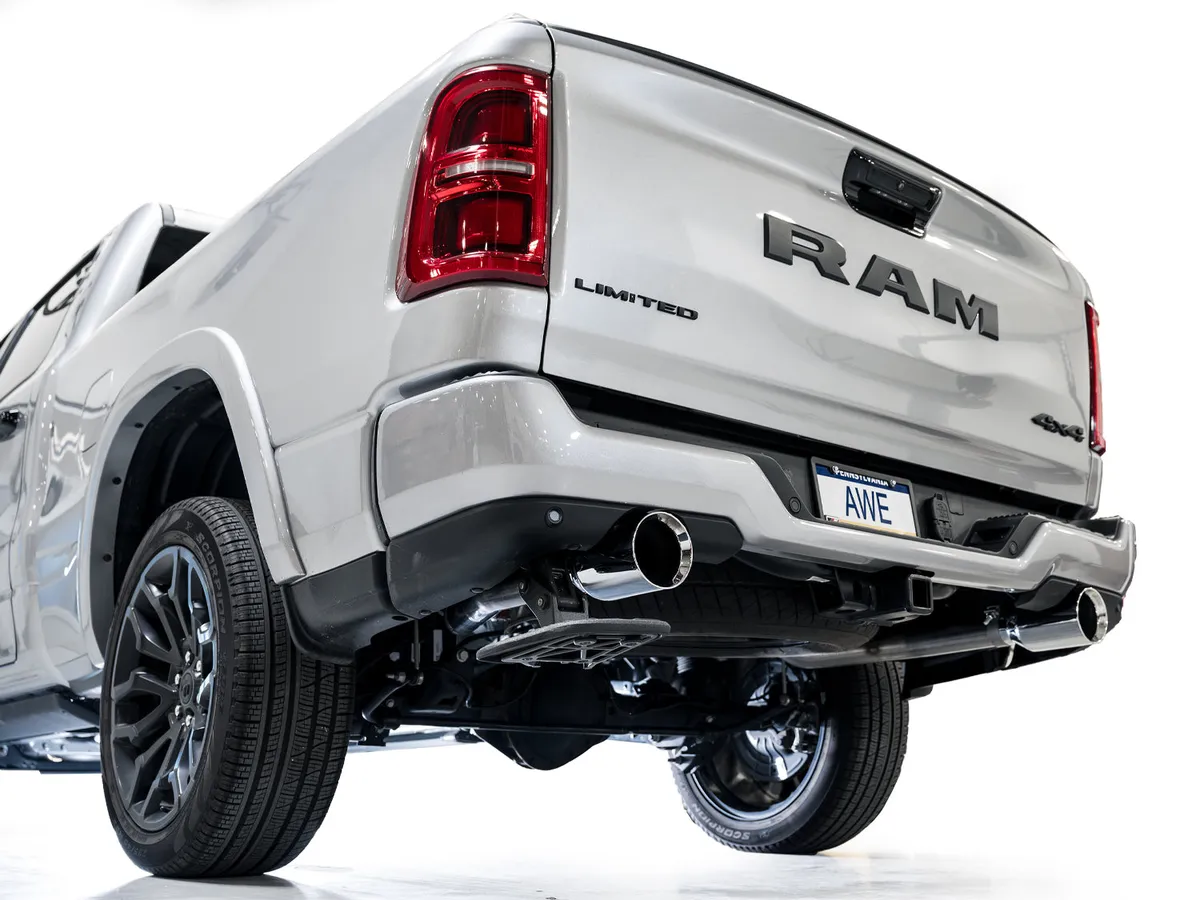 AWE 0FG Catback Exhaust for 2025 RAM 1500 3.0TT Standard and High Output - Chrome Silver Tips - 3015-32530 product image