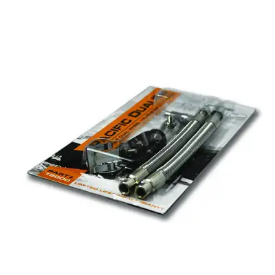 Pacific Dualies 18000 Extension Pair Kit - 7" Long, Braided S/S Valve Extension Rear "Inner Wheesl" Only (16", 17", 19.5")