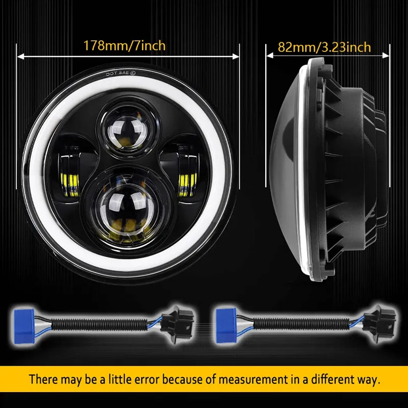 LED RGB Color Changing Halo Headlights with Amber Turn Signal + Fog Light Kit Combo For 2007-2018 Jeep Wrangler JK product image