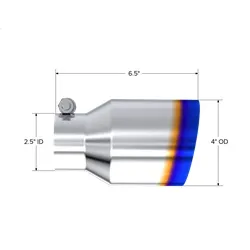 Armor Pro Burnt End Tip; T304 Stainless Steel; 2.5 in. Inlet; 4 in. OD. Out; Single Wall; Angle Cut; 6.5 in. Length; product image