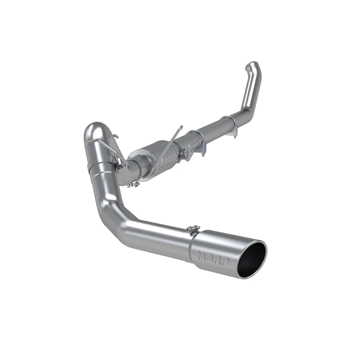 Armor Lite Turbo Back Exhaust System; 4 in.; Incl. Turbo Down Pipe/Ext. Pipe/Mid Pipe/Muffler/Over Axle Pipe/Tailpipe/Hardware/5 in. OD Tip; Single Side Exit; Aluminized; product image