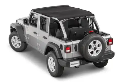 MasterTop Bimini Top Plus Regular Wind Stopper/Tonneau Cover 3 piece Combo 2018-2023 Jeep JLU Wrangler 4Dr For HardTop JLU Models MasterTwill