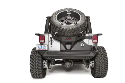 Fab Fours Spare Tire Carrier; 2 Stage Black Powder Coated; Slant Back Tire Carrier;