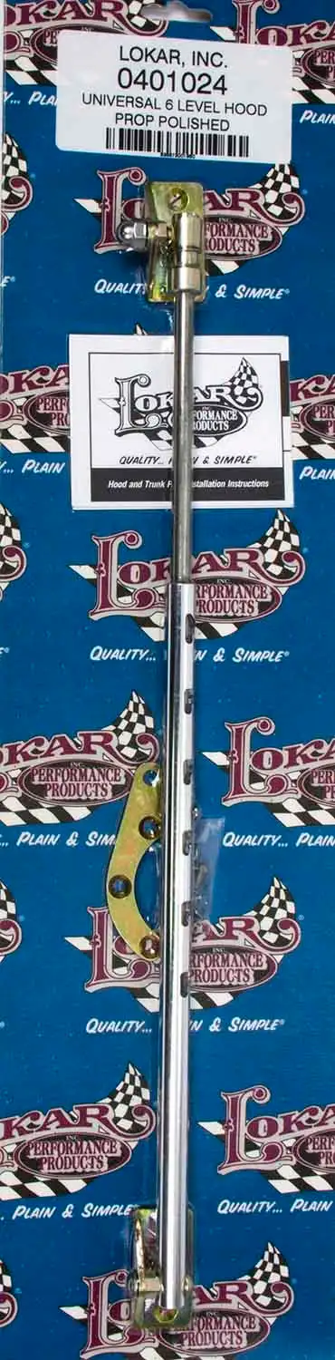 Lokar Adjustable-Level Self-Locking Hood And Trunk Prop; Universal; 6 Level; Polished;