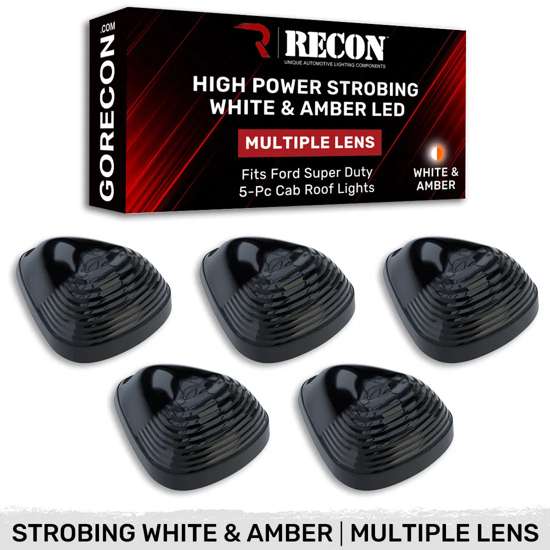 Ford 99-16 Superduty 5-Piece Set Smoked Lens with White and Amber Strobe LEDs and White or Amber Running Light LEDs - product image