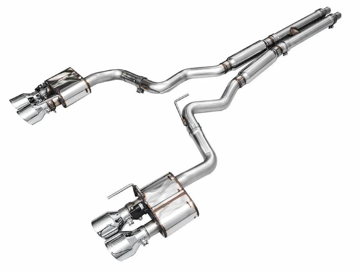 AWE SwitchPath™ Exhaust for S650 Ford Mustang GT Fastback - Quad Chrome Silver Tips product image