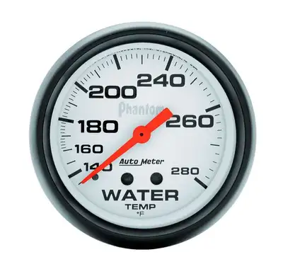 AutoMeter Gauge, Water Temp, 2 5/8", 140-280?F, Mechanical, Phantom