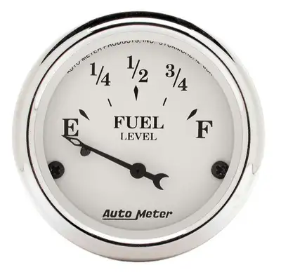 AutoMeter Gauge, Fuel Level, 2 1/16", 73OE to 10OF, Elec, Old Tyme White