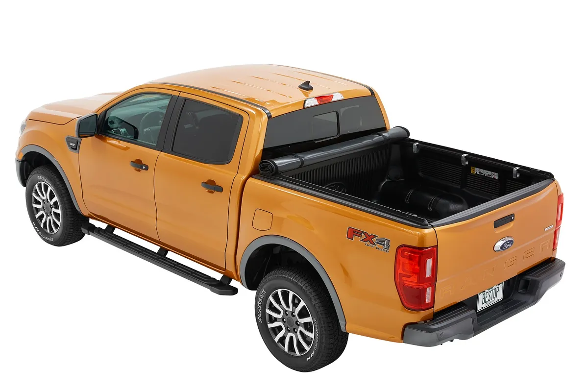EZ-Roll Soft Tonneau Cover For Ford 2019-2024 Ranger 6.0 Foot Black Tailgate Spoiler Not Included Bestop product image