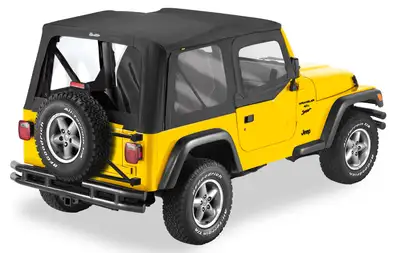 Bestop Black Diamond Replace-A-Top Replace-A-Top Fabric-Only Soft Top Jeep 03-06 Wrangler; Except Unlimited; Includes Upper Fabric Door Skins; Clear Side And Rear Windows