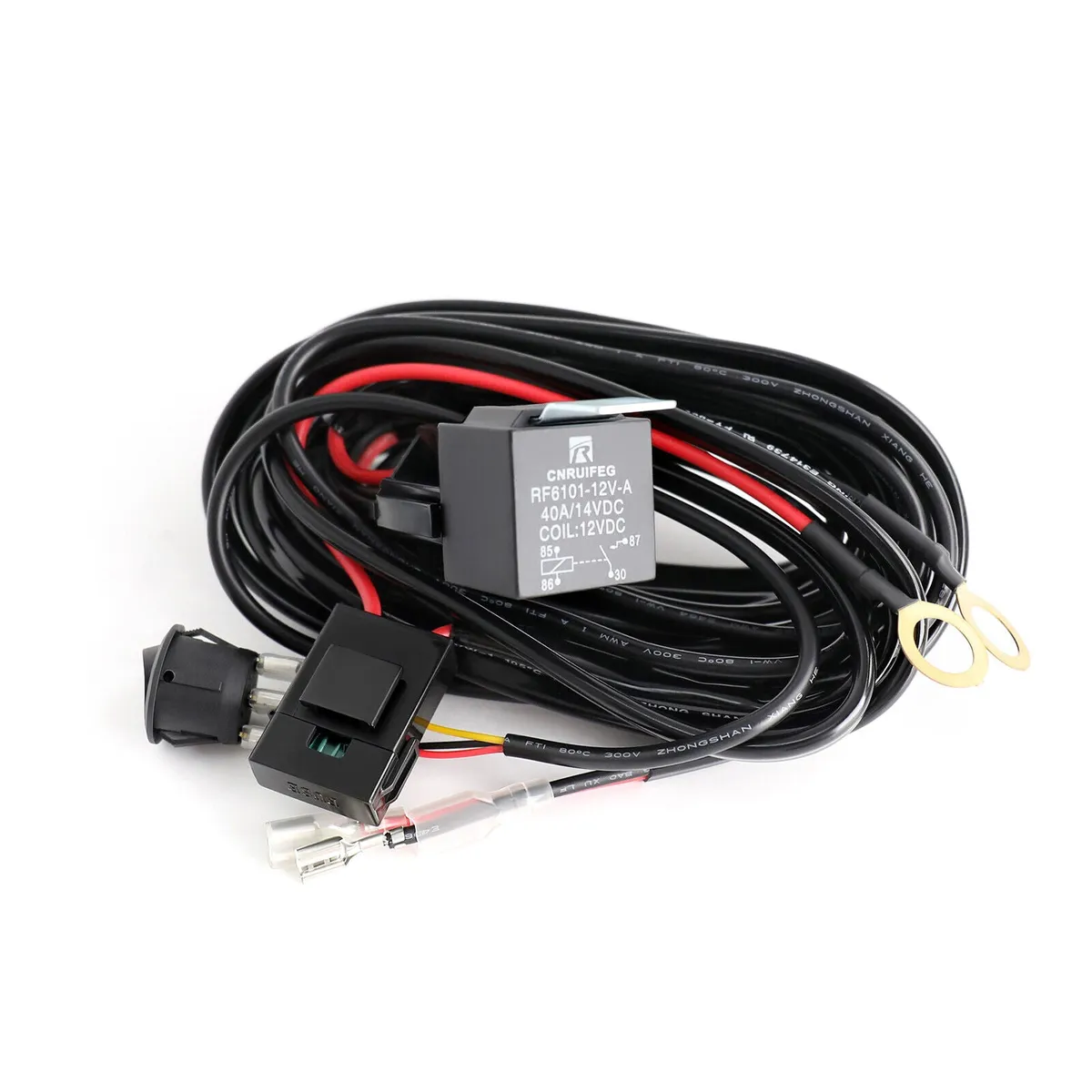 GateKeeper Off-Road LED Light Bar Wiring Harness Kit (2 Leads 16awg) With Fuse 12v 40a Relay 3/4" On/Off Switch