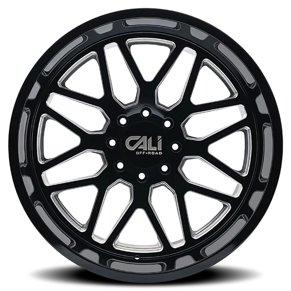 Cast Aluminum Wheels Invader 9115 GB-M 22x12 Milled Gloss Black 6 On 139.7 Bolt Pattern -51 Offset Cali Offroad Wheels product image