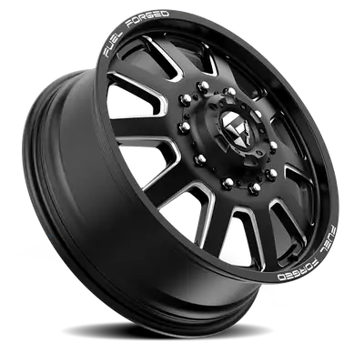 Fuel Off-Road Dually Wheels 20X8.25 FF09D Dually DE09 BK 10 On 225 Matte Black Milled 170.1 Bore 105 Offset Front Dually Fuel Off Road Wheels