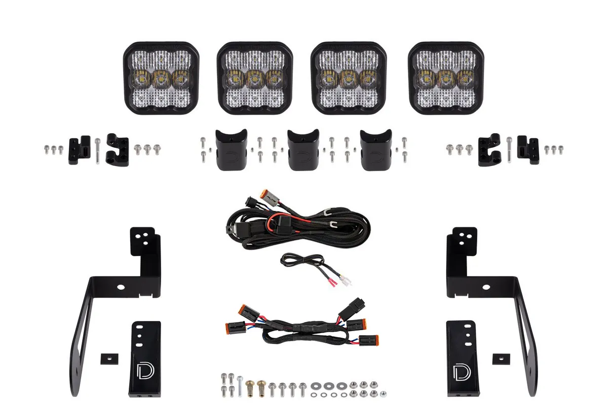 Diode Dynamics - Jeep JK SS5 4-Pod CrossLink Grille Lightbar Kit, Sport White Combo product image