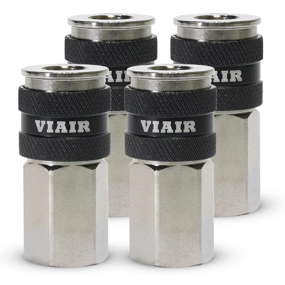 "3/8"" NPT - (M) Automatic Coupler - Steel / Nickel Plated w/ black sleeve & No Logo-10pc" product image