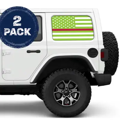 Under The Sun Inserts White & Green Thin Red Line Side Windows Printed Vinyl Decal