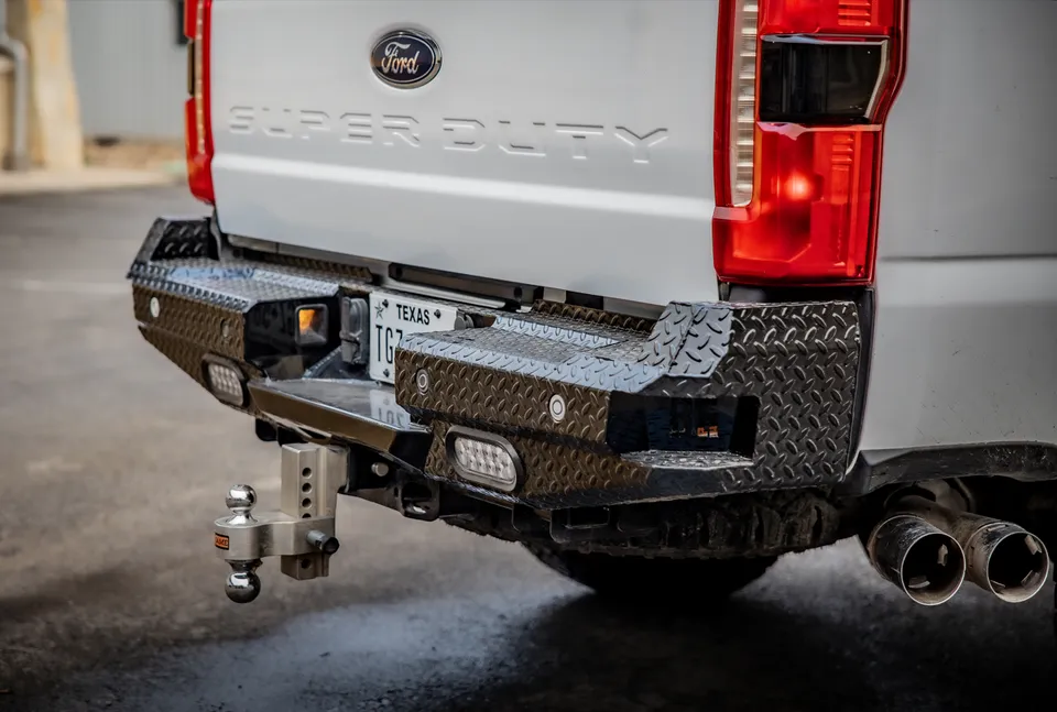 FT Rear Bumper For 2023-2026 Ford F250/350 Superduty Sensor Cutouts Gloss Black Powdercoat Bodyguard Bumpers product image