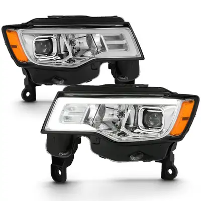 ANZO USA Projector Headlight Set; w/Plank Style Switchback; Chrome w/Amber; Pair;