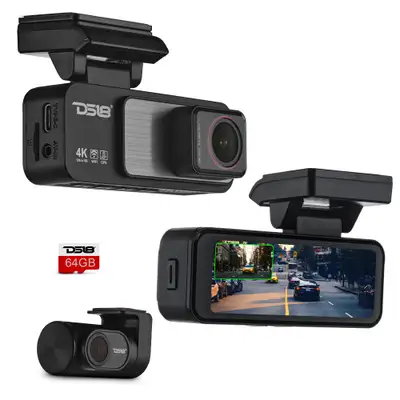 DS18 Front & Rear Cameras | 4K Resolution | Parking Monitor | Video & Audio Recording | Full Color Camera | Night Vision