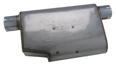 Pypes Performance exhaust Street Pro Series Muffler 14 in 2.5 in Offset/Offset Same Side Hardware Not Incl Natural 409 Stainless Steel Pypes Exhaust