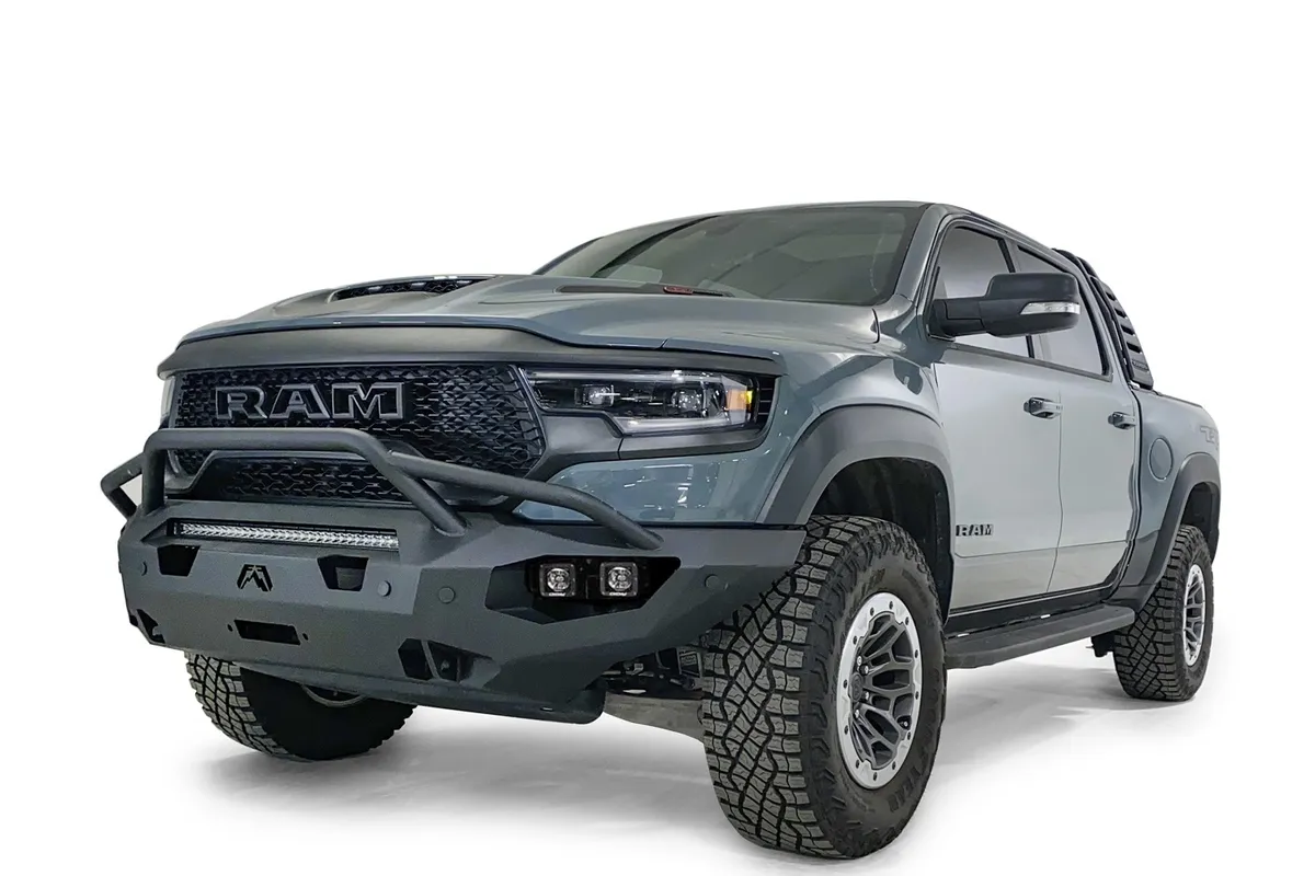 Fab Fours Matrix Front Bumper; Pre-Runner Guard; Sensor Compatible; 2 Stage Matte Black Powder Coat;