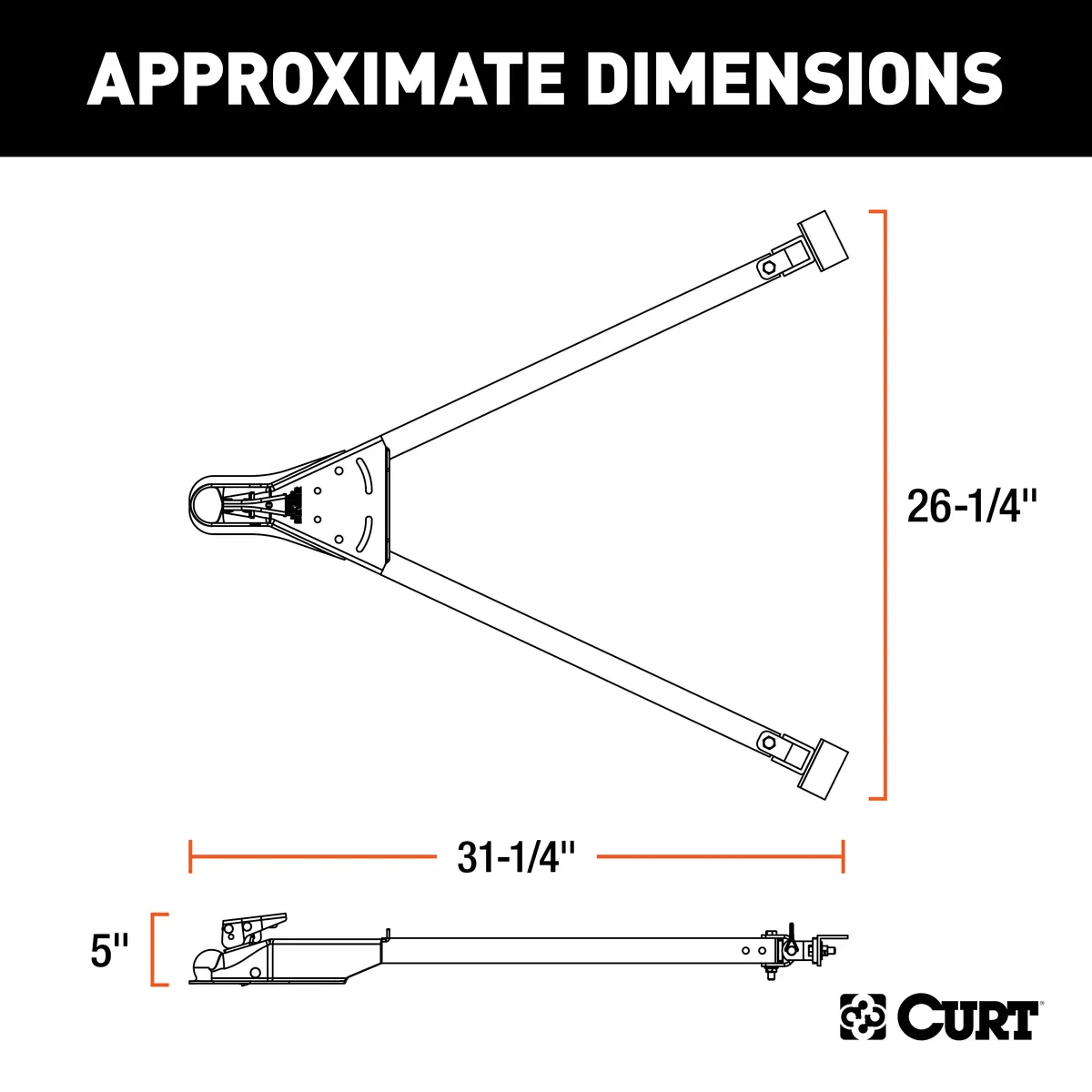 Curt Tow Bar with Adjustable-Width Arms - Car Mount - 2 Inch Ball - 5000 lbs. Safety Cables and Coupler Lock Sold Separately) RockJock 4X4 product image