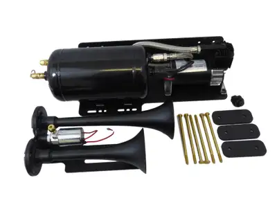 Kleinn Automotive Accessories Onboard Air System w/Horns; Includes Dual Black Horns PN[101]/ 130 PSI Air Compressor PN[6260RC]/ 0.7 Gallon Air Tank PN[6225RT];